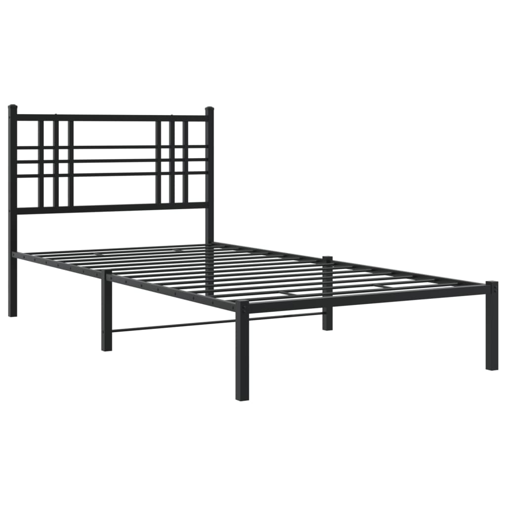 Sengeramme i metall med hodegavl svart 100x190 cm