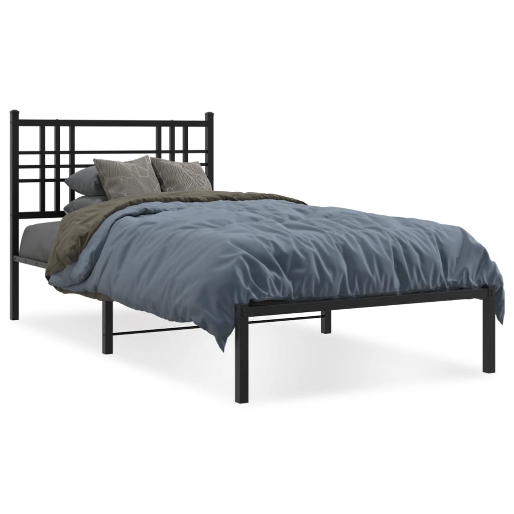 Sengeramme i metall med hodegavl svart 100x190 cm