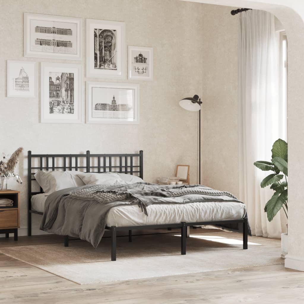 Sengeramme i metall med hodegavl svart 120x190 cm