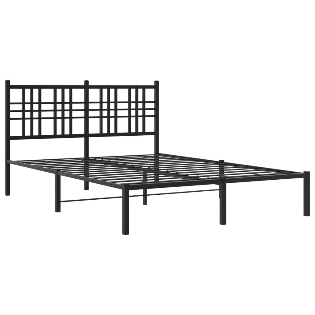 Sengeramme i metall med sengegavl svart 120x200 cm