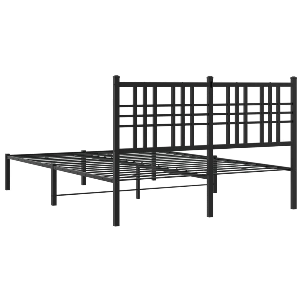 Sengeramme i metall med sengegavl svart 120x200 cm