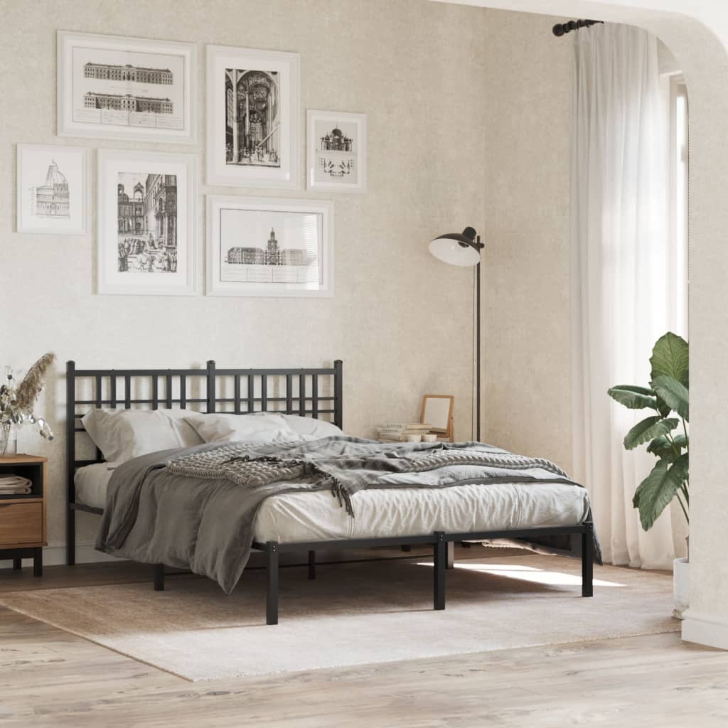 Sengeramme i metall med hodegavl svart 140x190 cm