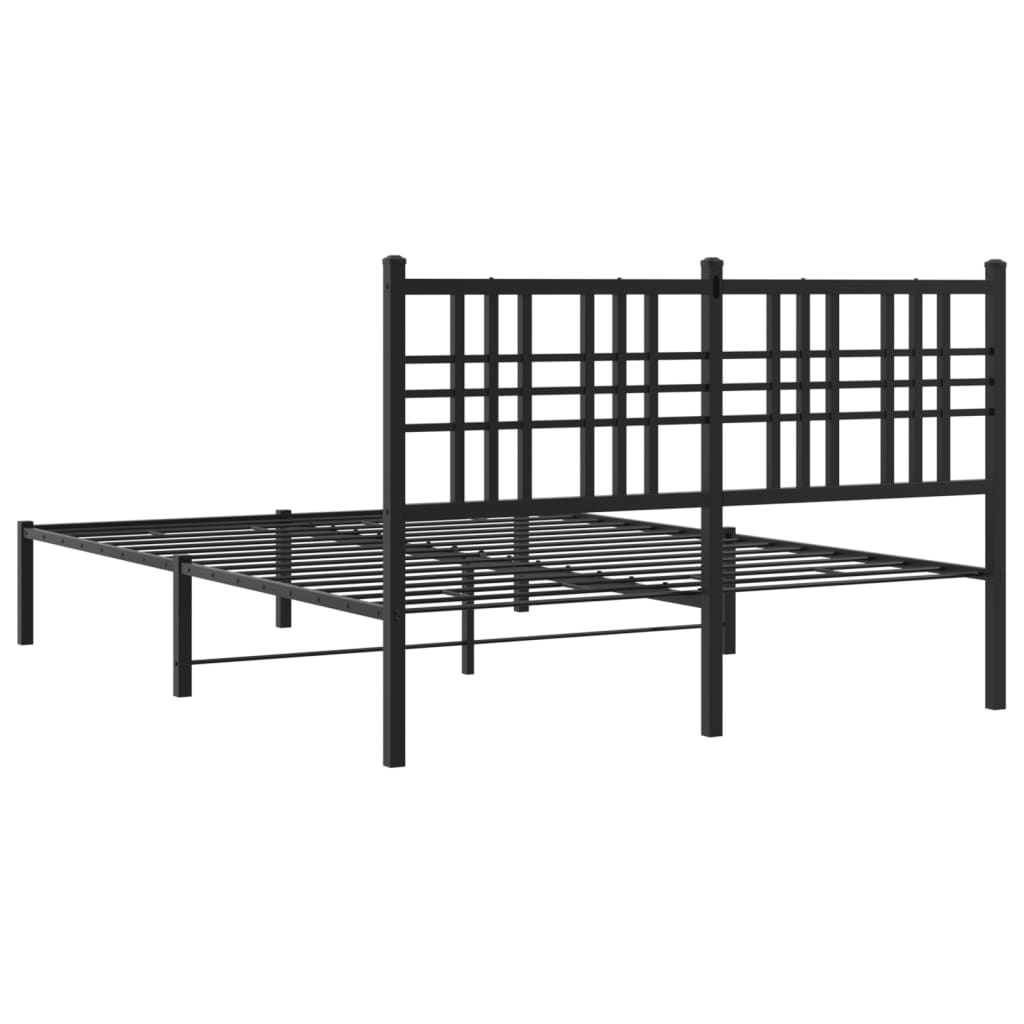 Sengeramme i metall med hodegavl svart 140x190 cm