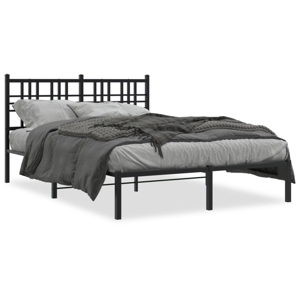 Sengeramme i metall med hodegavl svart 140x190 cm