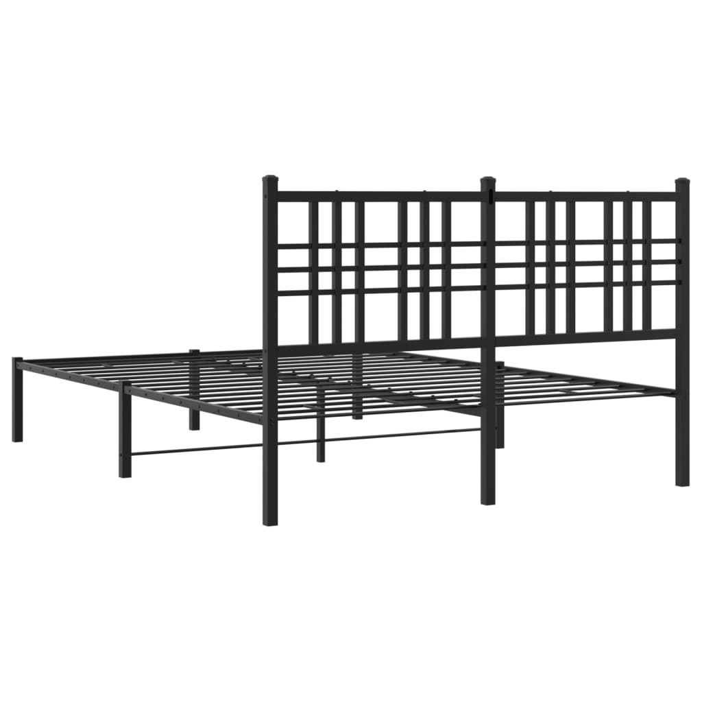 Sengeramme i metall med sengegavl svart 140x200 cm