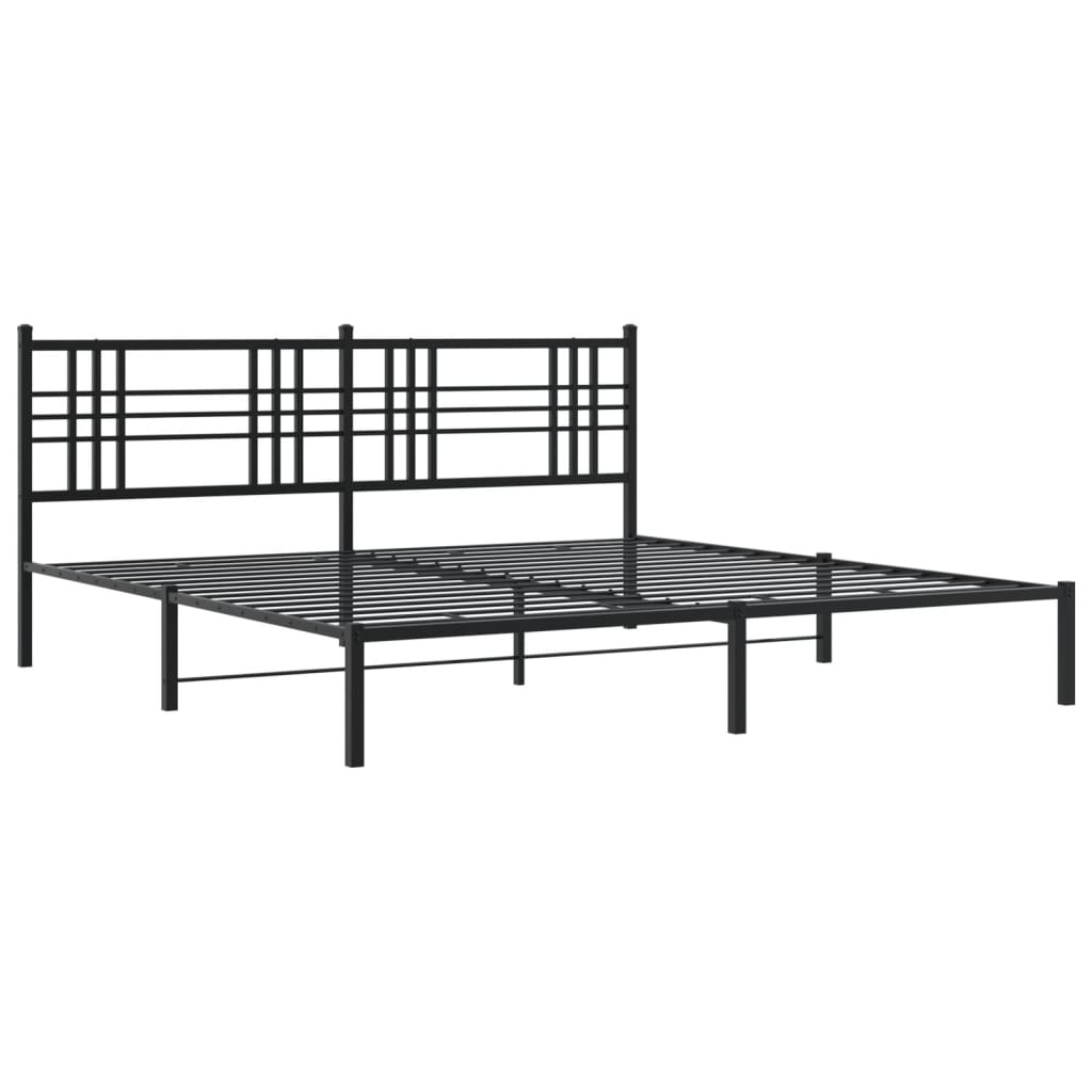 Sengeramme i metall med sengegavl svart 183x213 cm