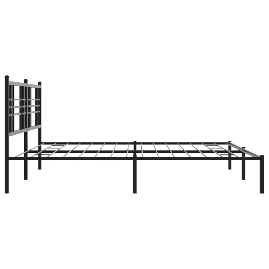 Sengeramme i metall med sengegavl svart 183x213 cm