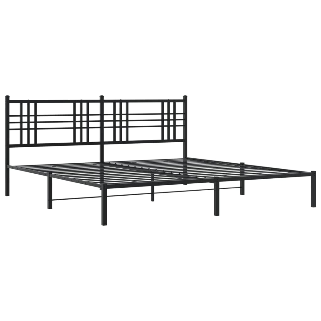 Sengeramme i metall med sengegavl svart 193x203 cm