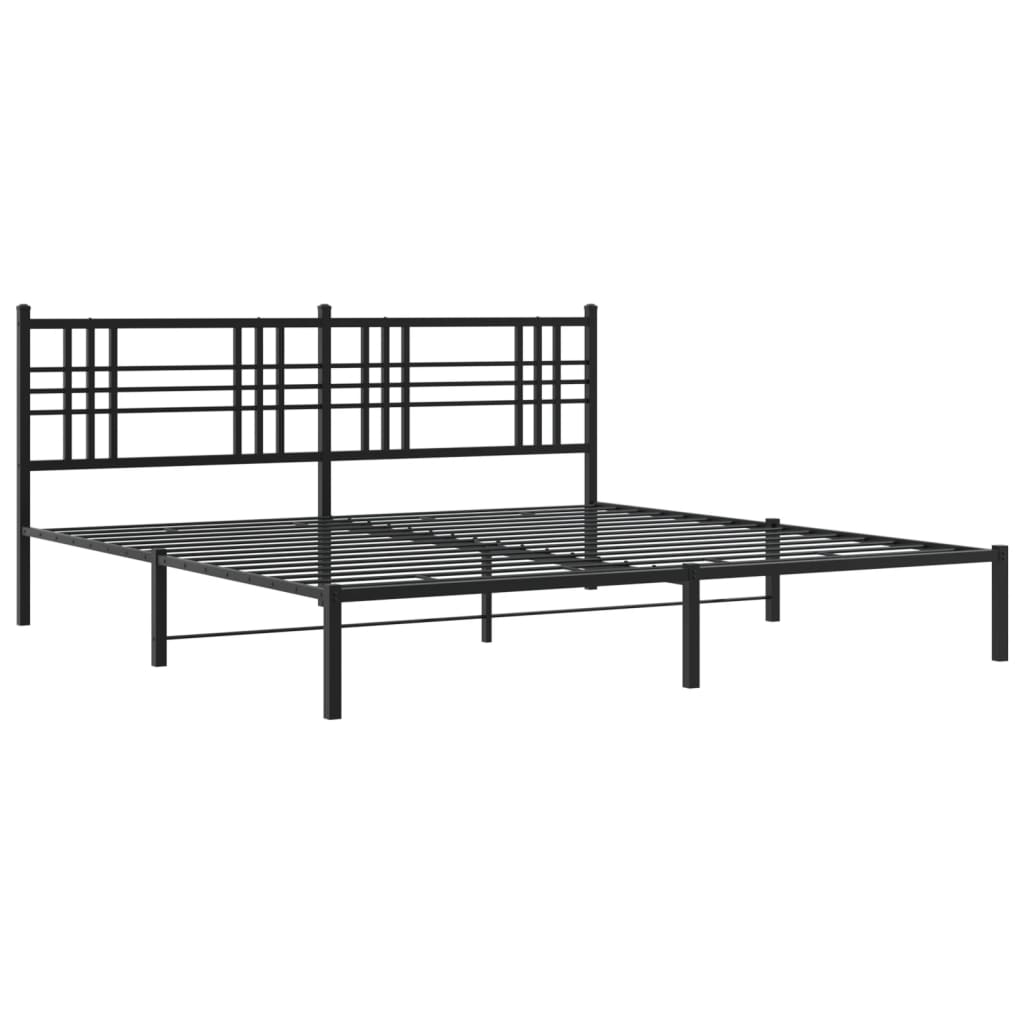 Sengeramme i metall med sengegavl svart 200x200 cm