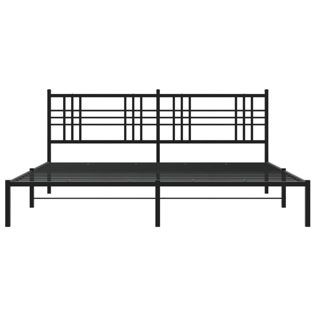 Sengeramme i metall med sengegavl svart 200x200 cm