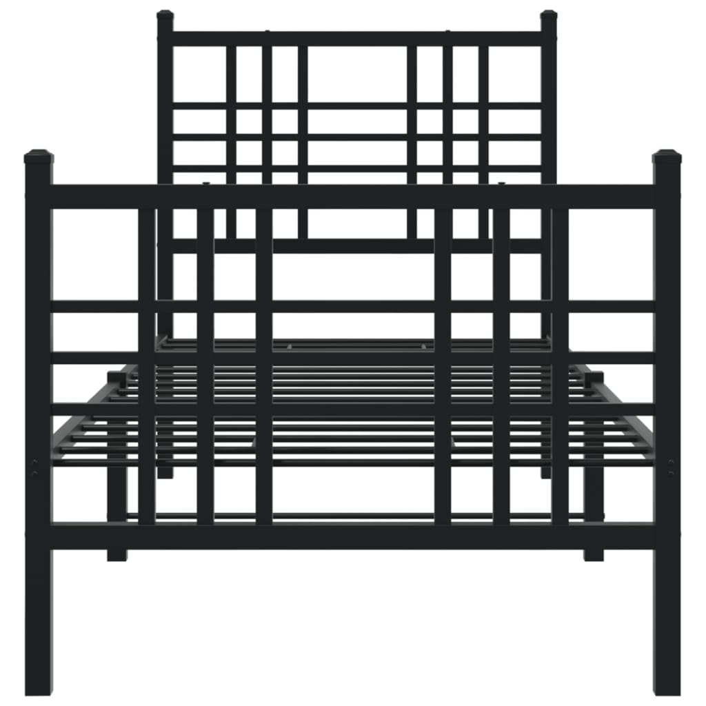 Sengeramme i metall med hode- og fotgavl svart 75x190 cm