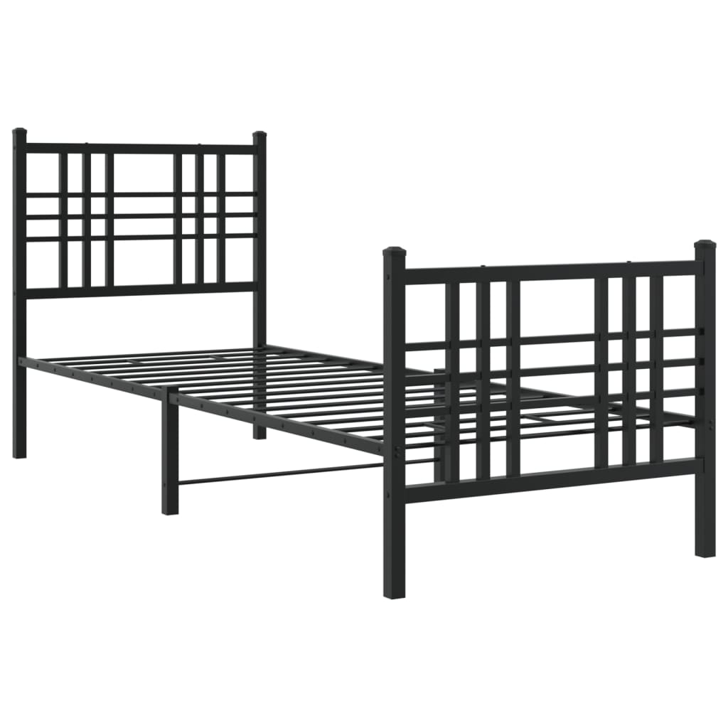 Sengeramme i metall med hode- og fotgavl svart 80x200 cm vidaXL