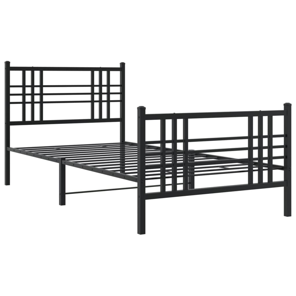 Sengeramme i metall med hode- og fotgavl svart 90x200 cm vidaXL