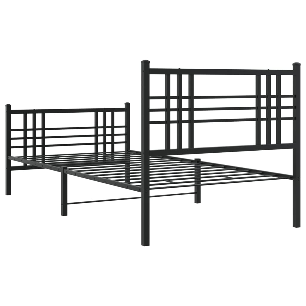 Sengeramme i metall med hode- og fotgavl svart 90x200 cm vidaXL