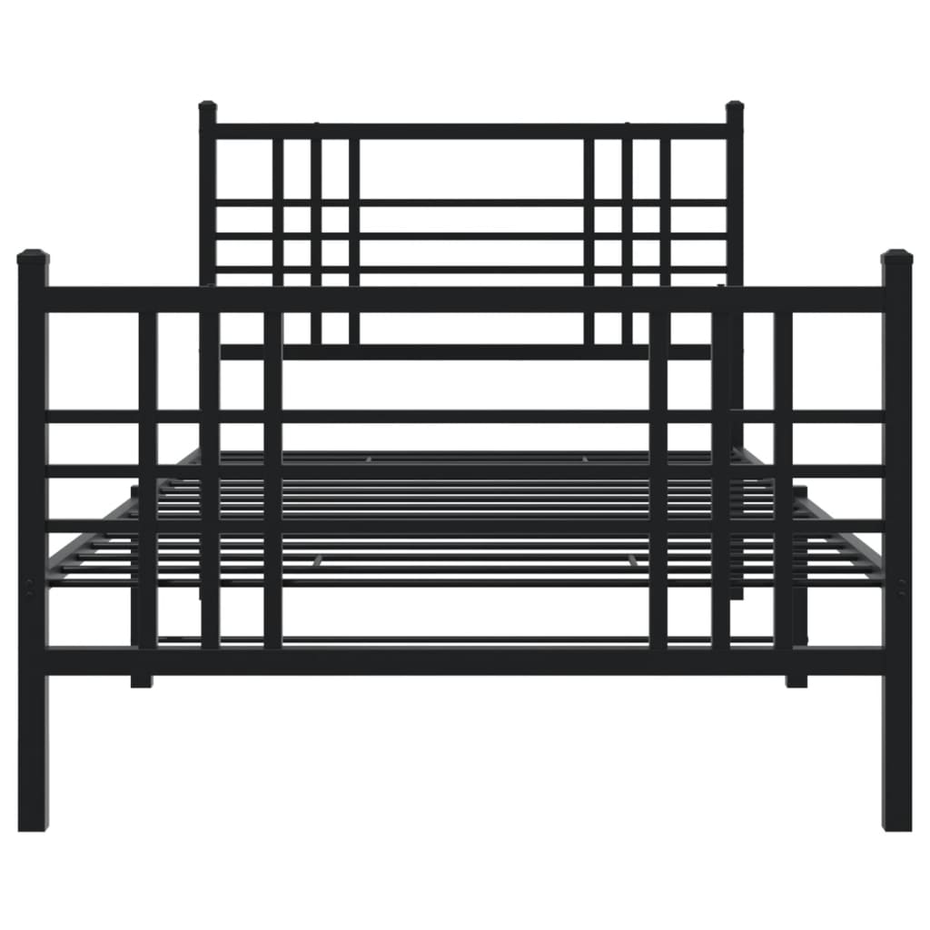Sengeramme i metall med hode- og fotgavl svart 100x190 cm