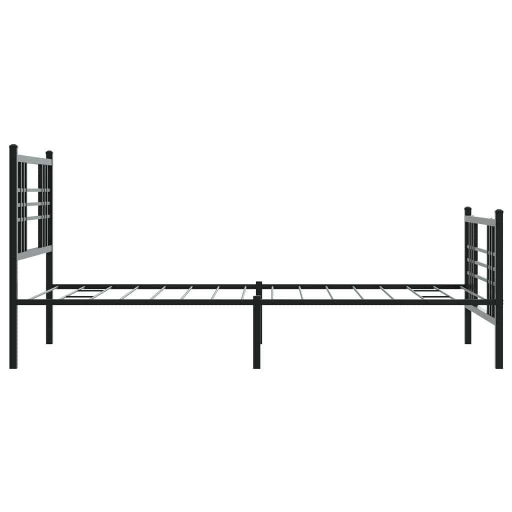 Sengeramme i metall med hode- og fotgavl svart 100x190 cm