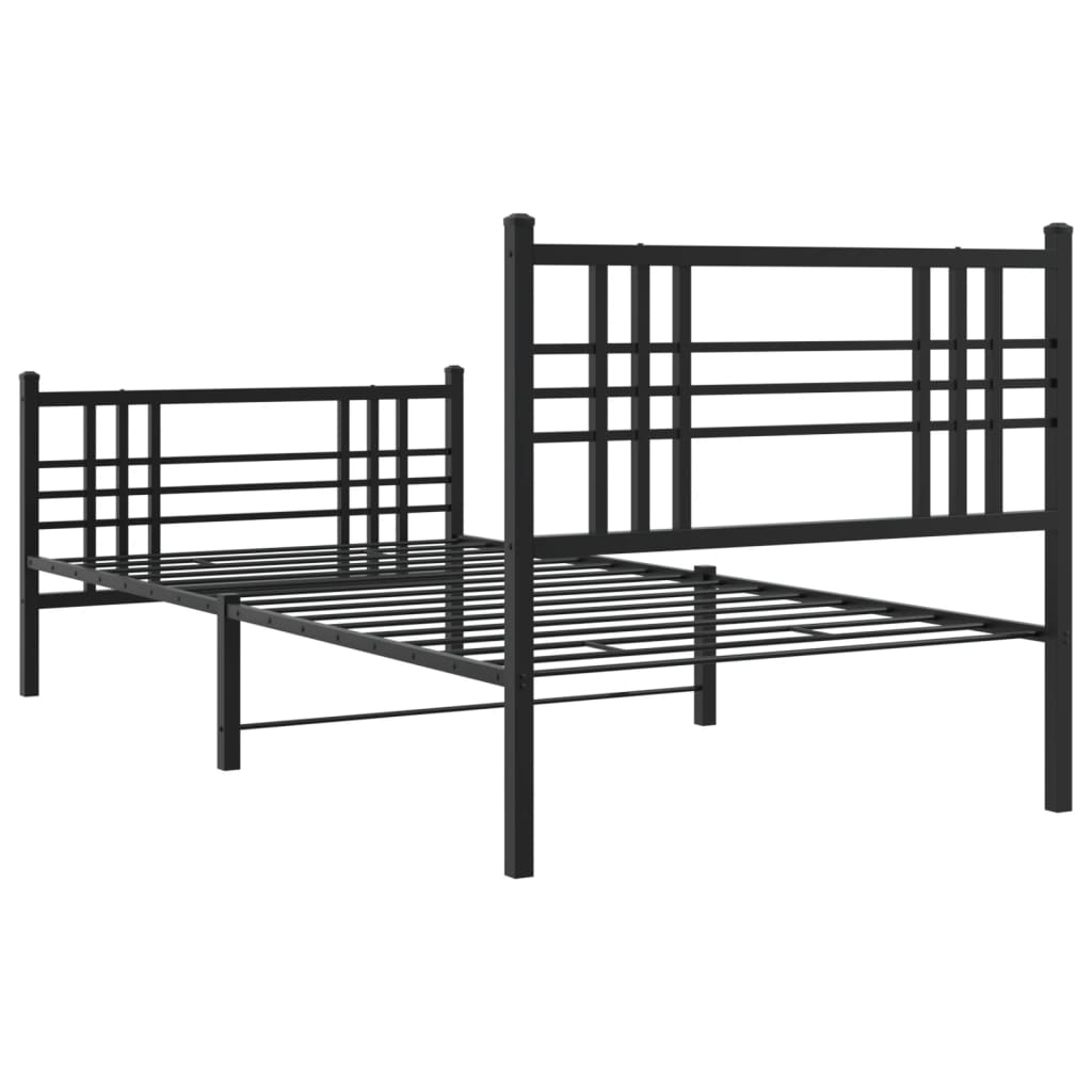 Sengeramme i metall med hode- og fotgavl svart 100x200 cm vidaXL
