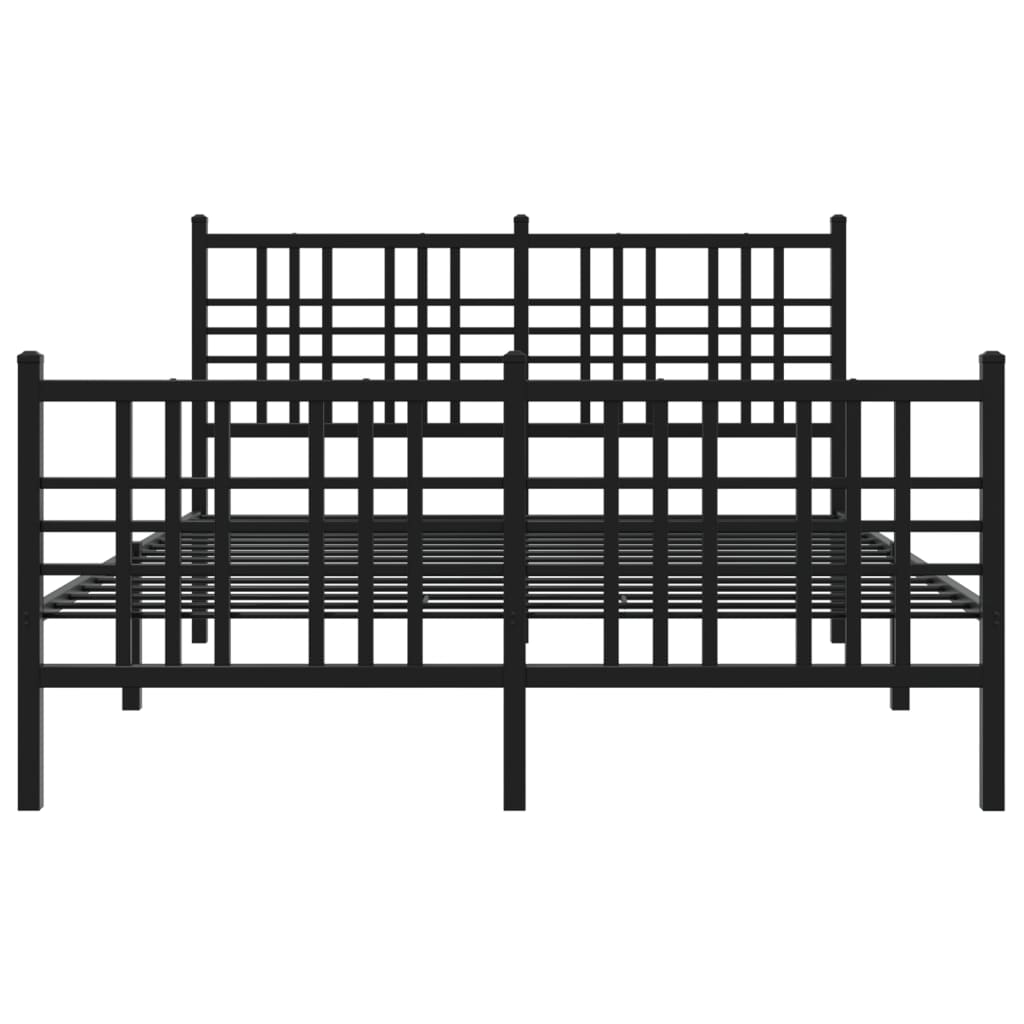 Sengeramme i metall med hode- og fotgavl svart 120x190 cm