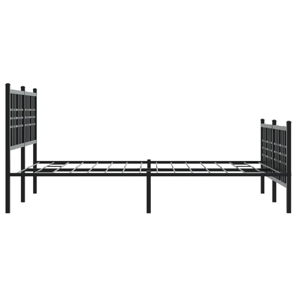 Sengeramme i metall med hode- og fotgavl svart 120x190 cm