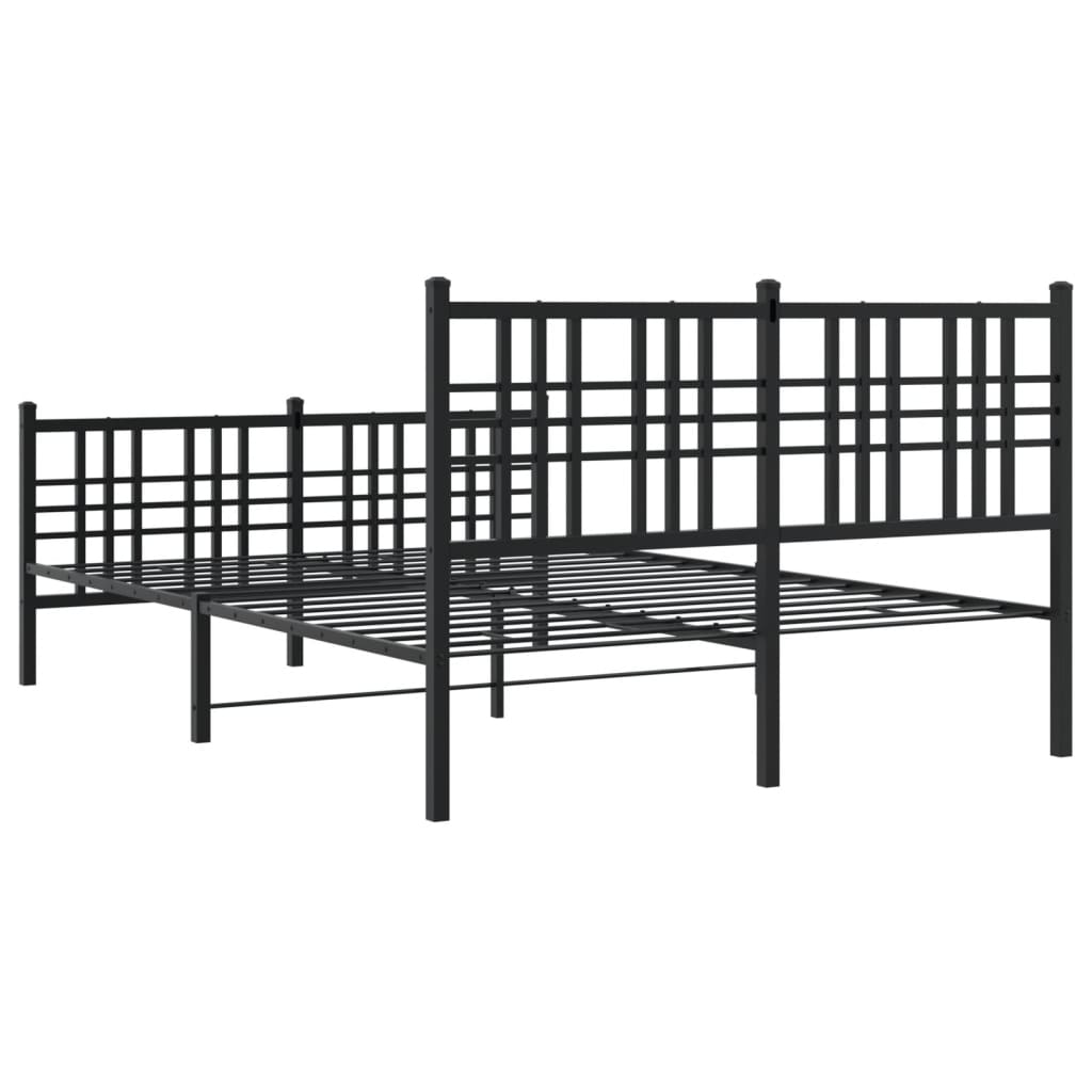Sengeramme i metall med hode- og fotgavl svart 120x190 cm