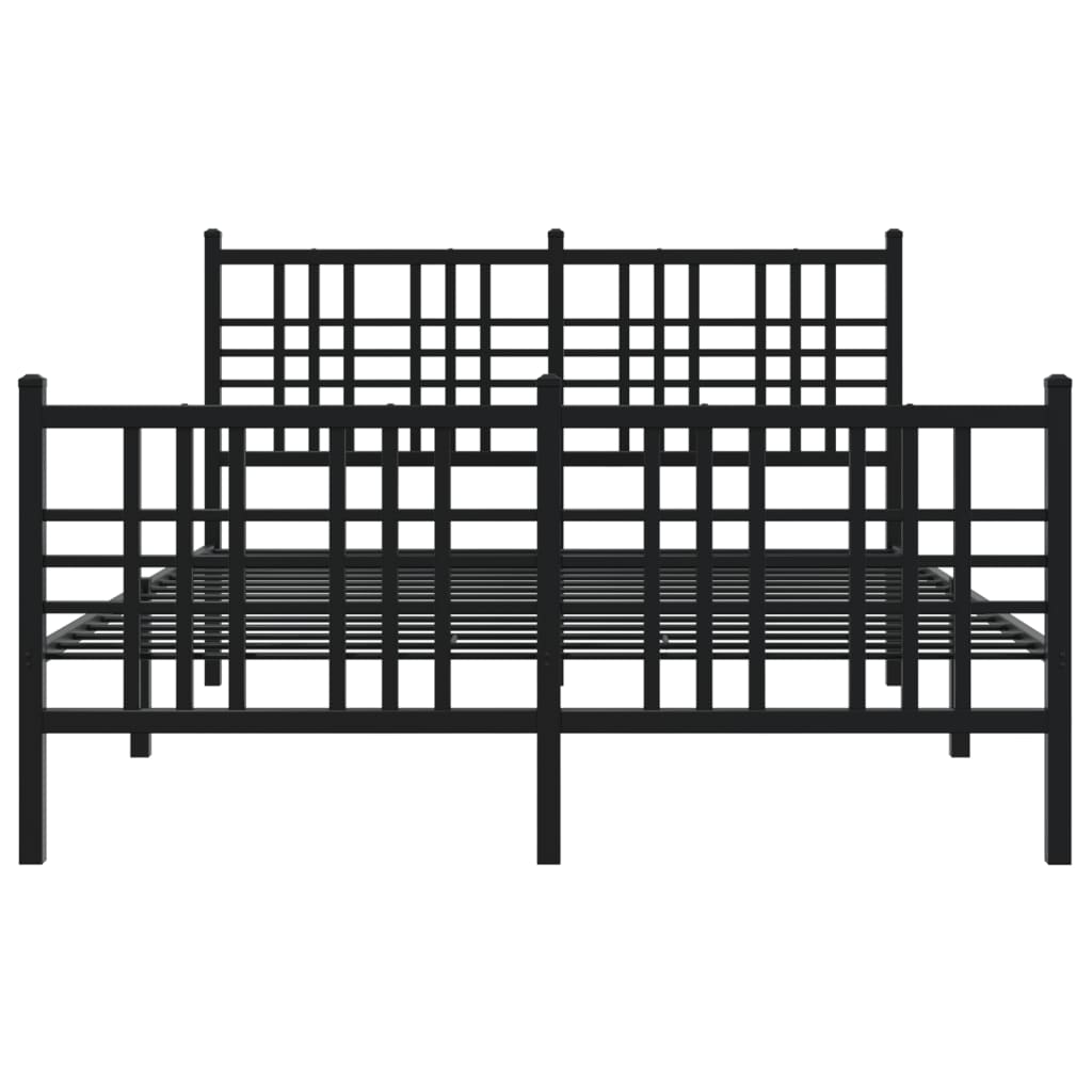 Sengeramme i metall med hode- og fotgavl svart 137x190 cm