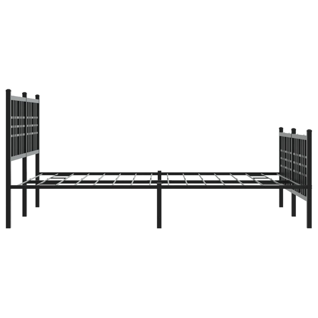 Sengeramme i metall med hode- og fotgavl svart 137x190 cm