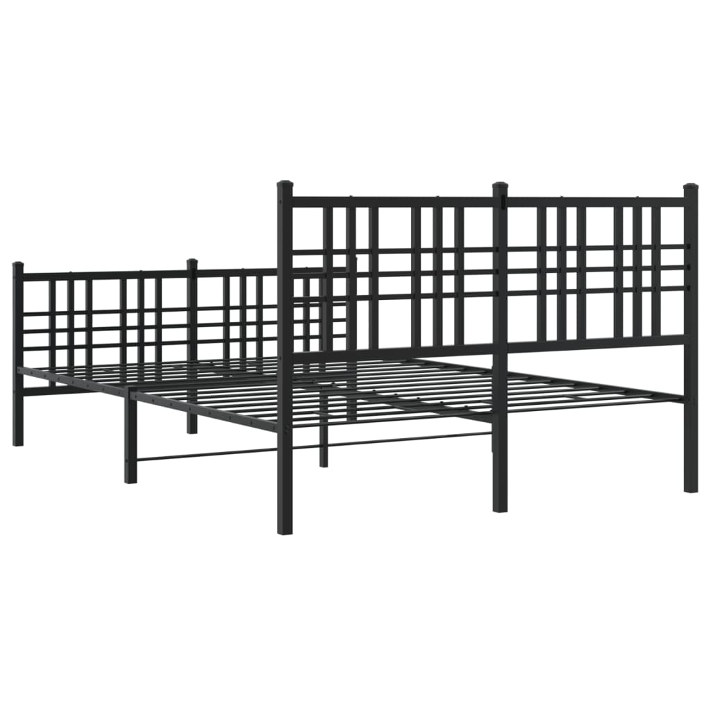 Sengeramme i metall med hode- og fotgavl svart 137x190 cm