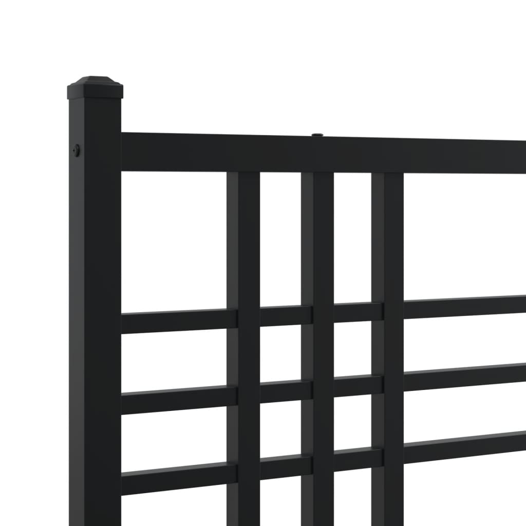 Sengeramme i metall med hode- og fotgavl svart 137x190 cm