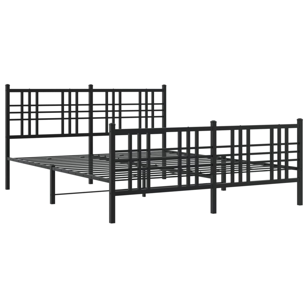 Sengeramme i metall med hode- og fotgavl svart 150x200 cm