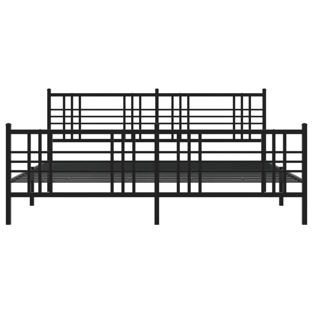 Sengeramme i metall med hode- og fotgavl svart 183x213 cm