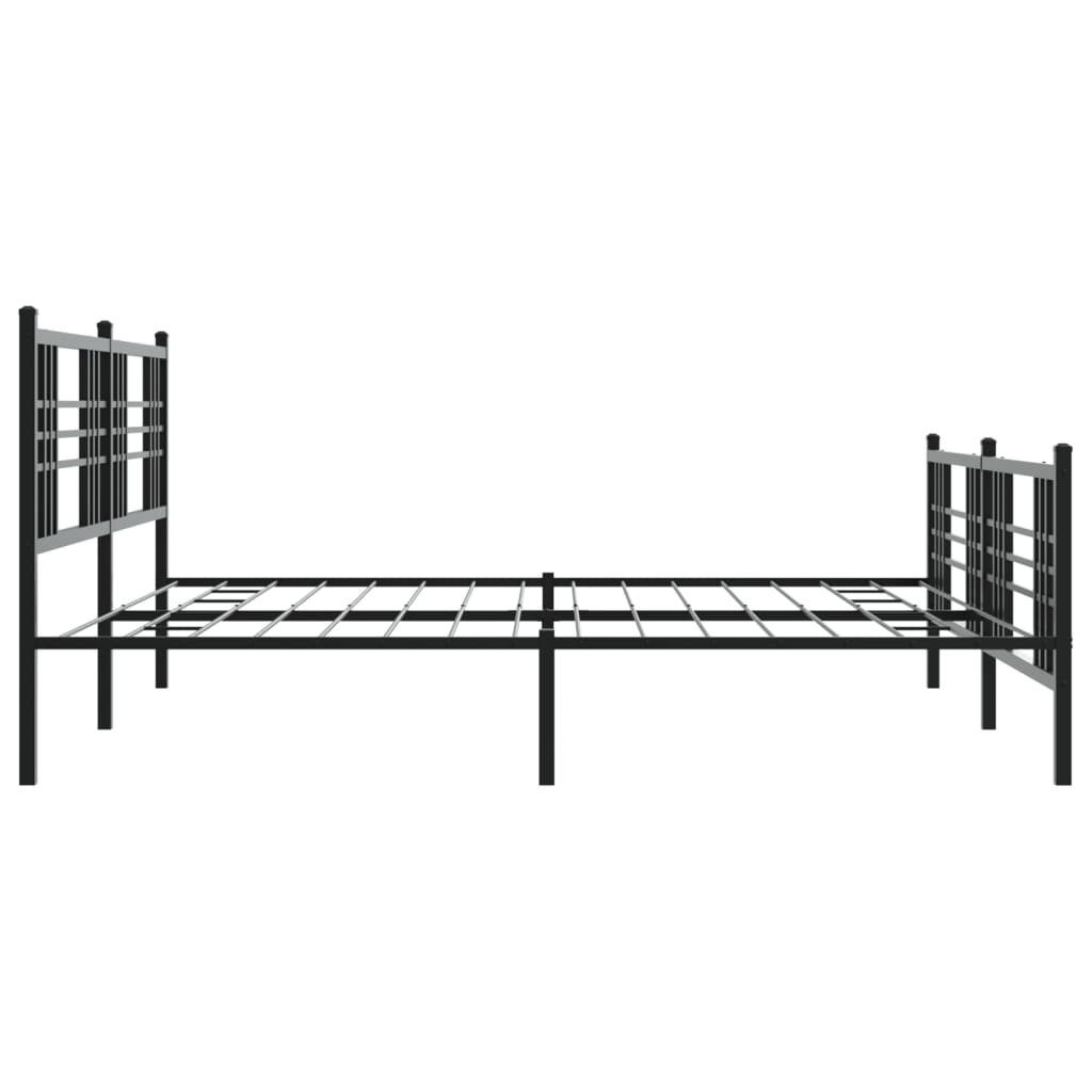 Sengeramme i metall med hode- og fotgavl svart 183x213 cm