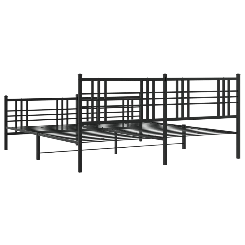 Sengeramme i metall med hode- og fotgavl svart 183x213 cm