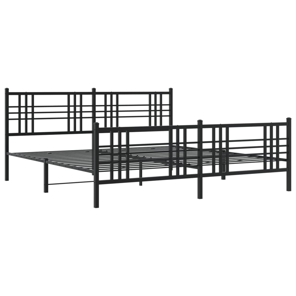Sengeramme i metall med hode- og fotgavl svart 193x203 cm