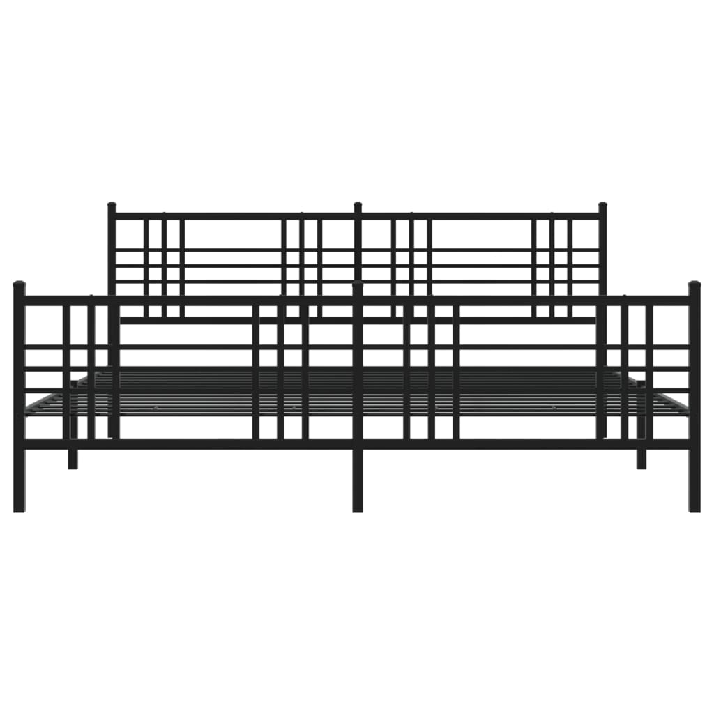 Sengeramme i metall med hode- og fotgavl svart 193x203 cm