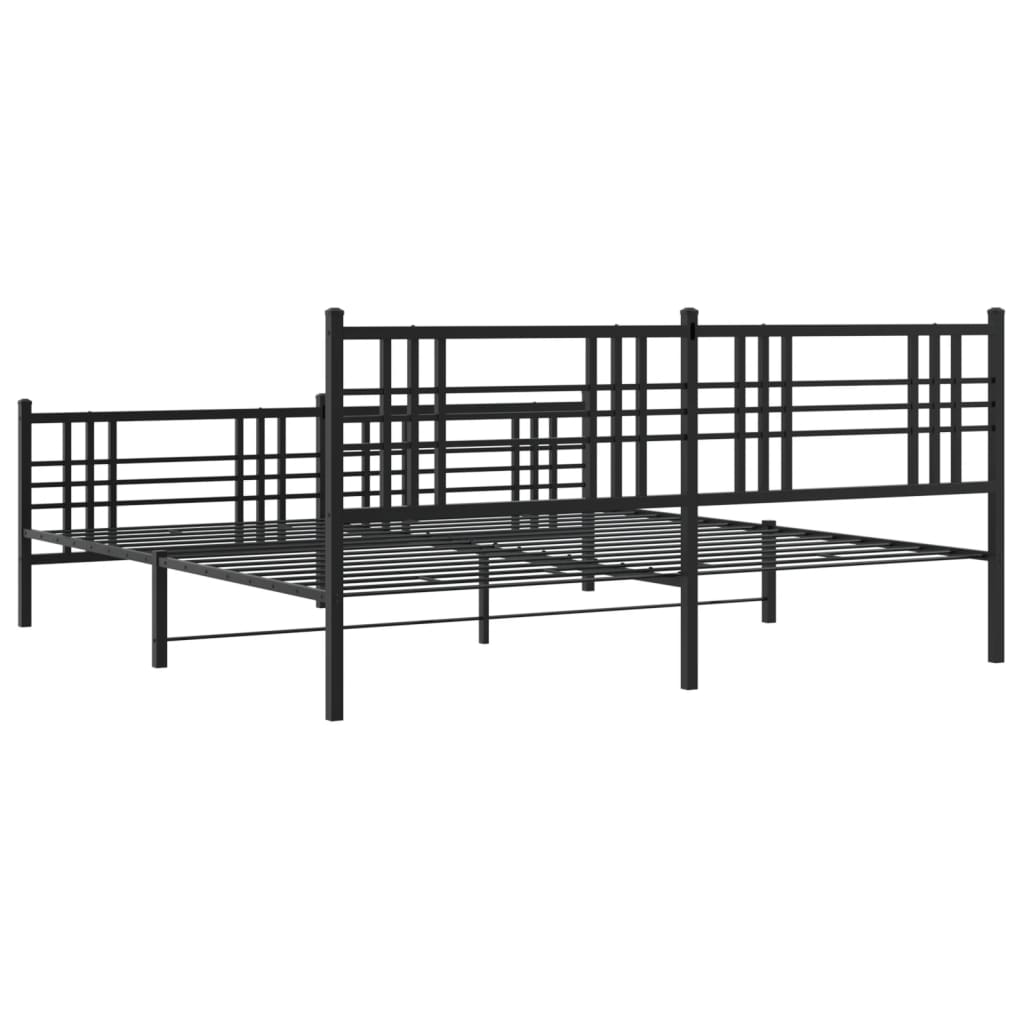 Sengeramme i metall med hode- og fotgavl svart 193x203 cm