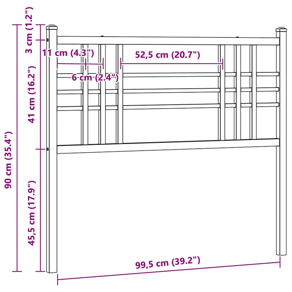 Utskiftbar sengegavl i metall svart 100 cm