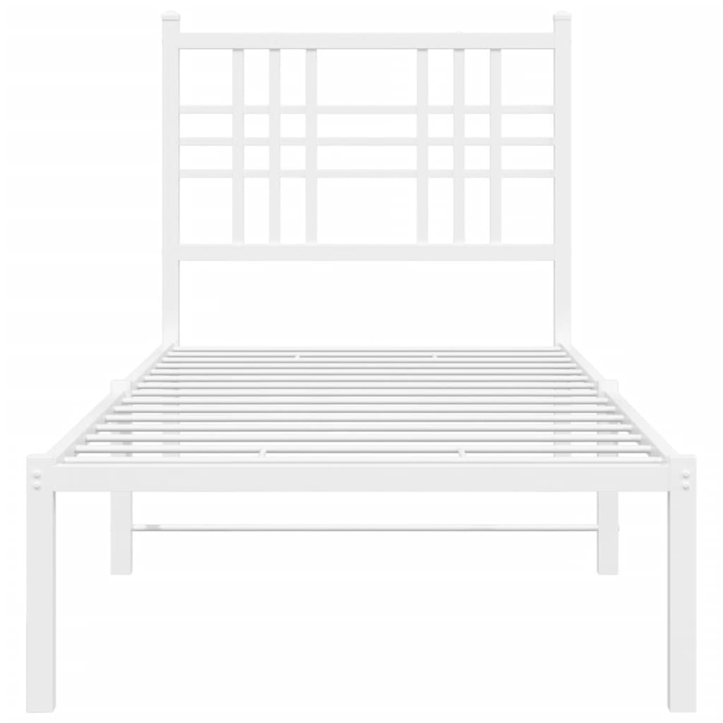 Sengeramme i metall uten madrass med hodegavl hvit 75x190 cm