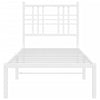 Sengeramme i metall uten madrass med hodegavl hvit 75x190 cm