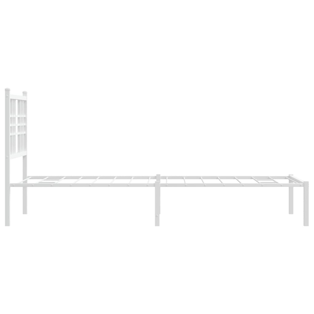 Sengeramme i metall uten madrass med hodegavl hvit 75x190 cm