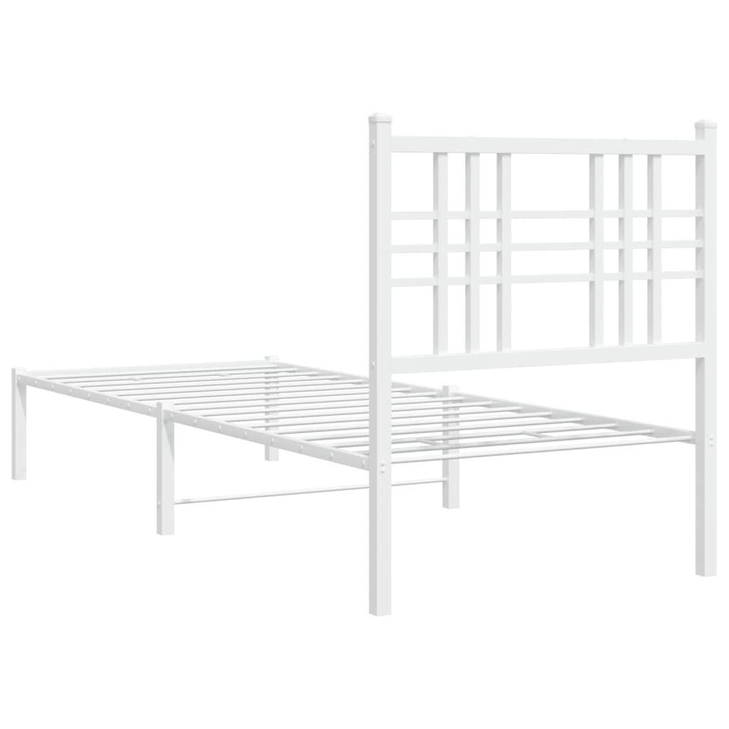 Sengeramme i metall uten madrass med hodegavl hvit 75x190 cm