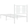 Sengeramme i metall uten madrass med hodegavl hvit 75x190 cm