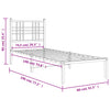 Sengeramme i metall uten madrass med hodegavl hvit 75x190 cm