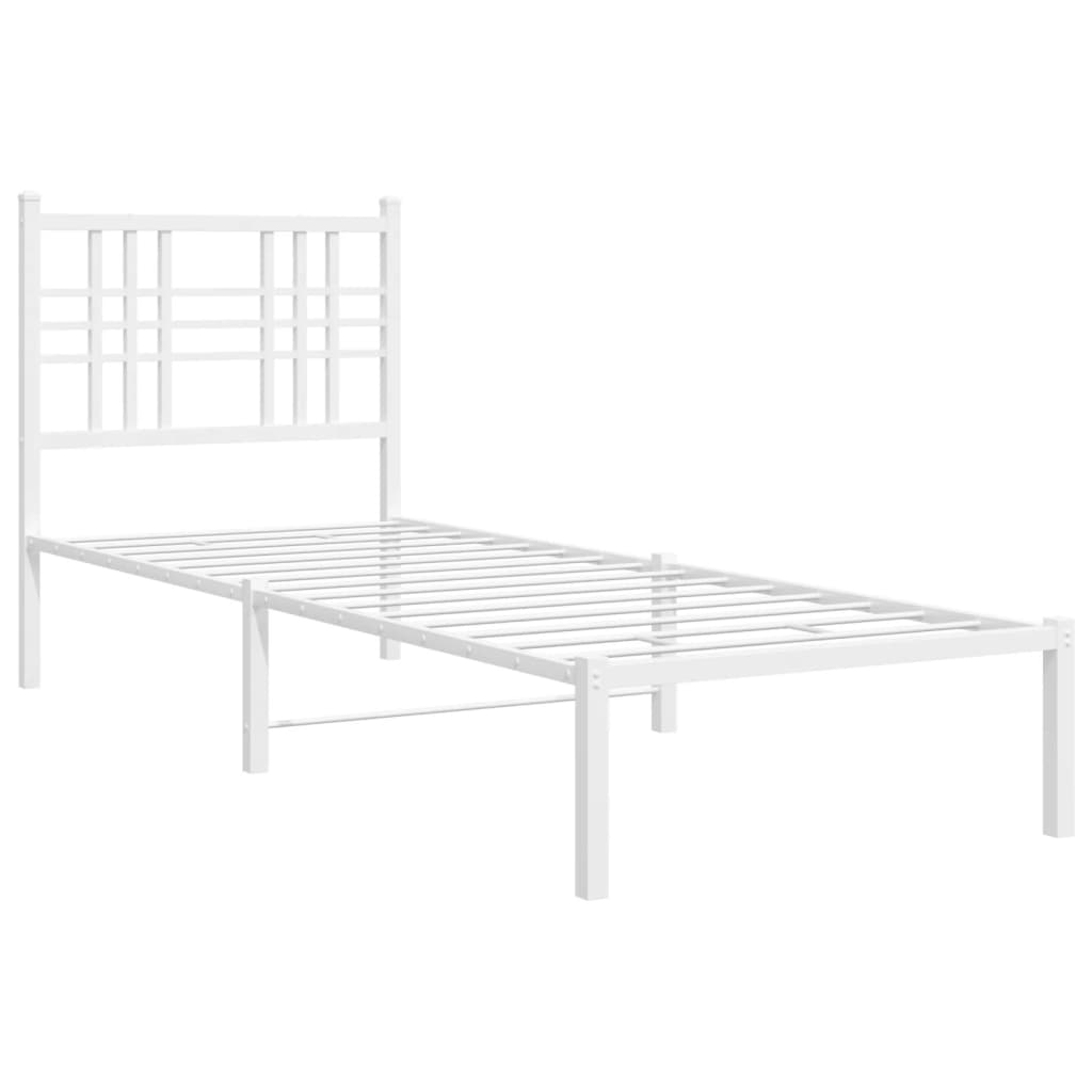 Sengeramme i metall med hodegavl hvit 80x200 cm