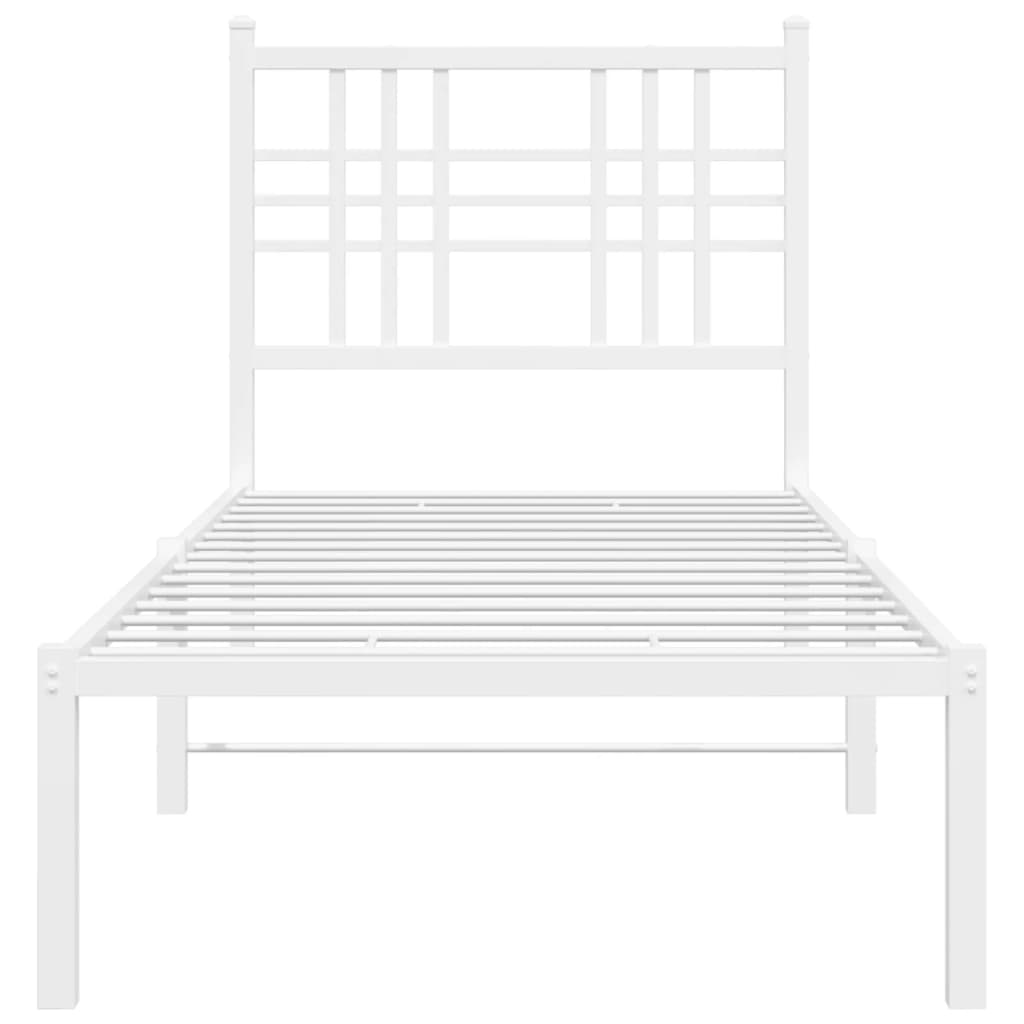 Sengeramme i metall med hodegavl hvit 80x200 cm