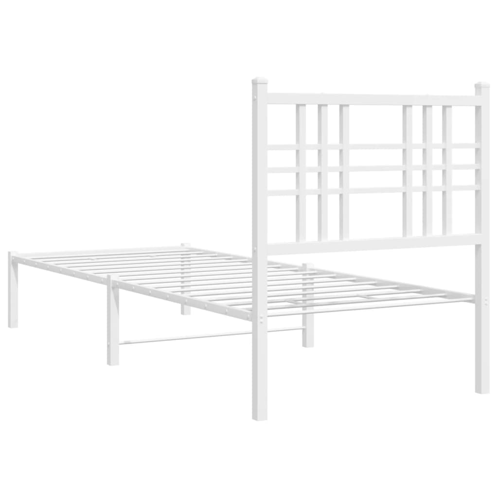 Sengeramme i metall med hodegavl hvit 80x200 cm