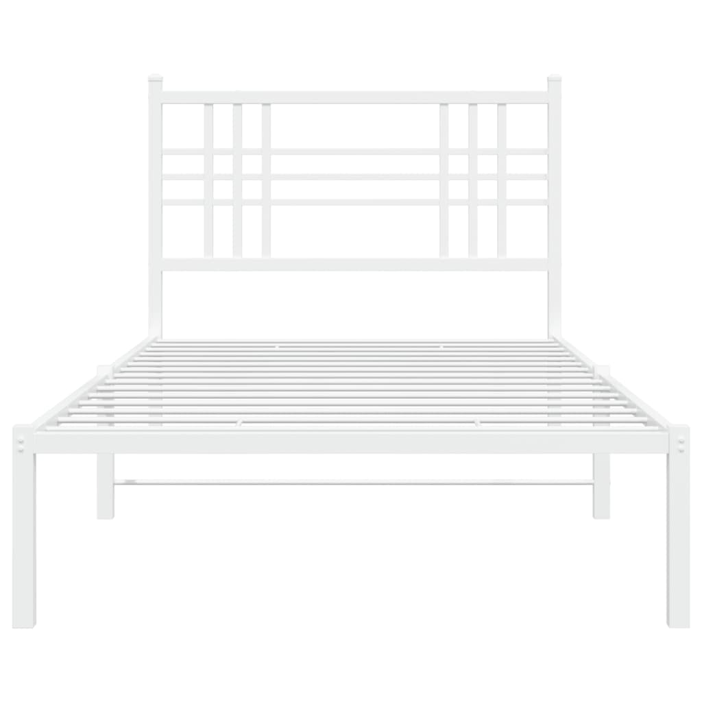 Sengeramme i metall med hodegavl hvit 90x190 cm