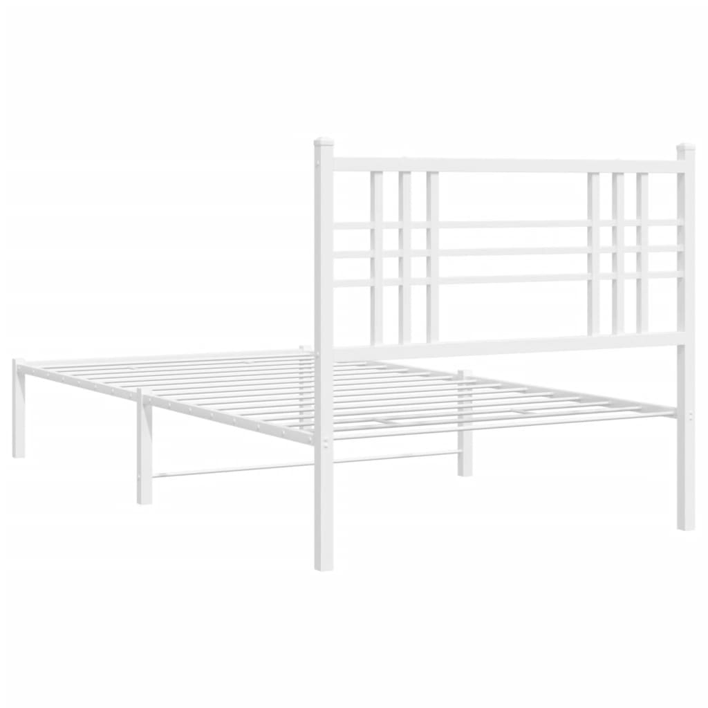 Sengeramme i metall med hodegavl hvit 90x190 cm