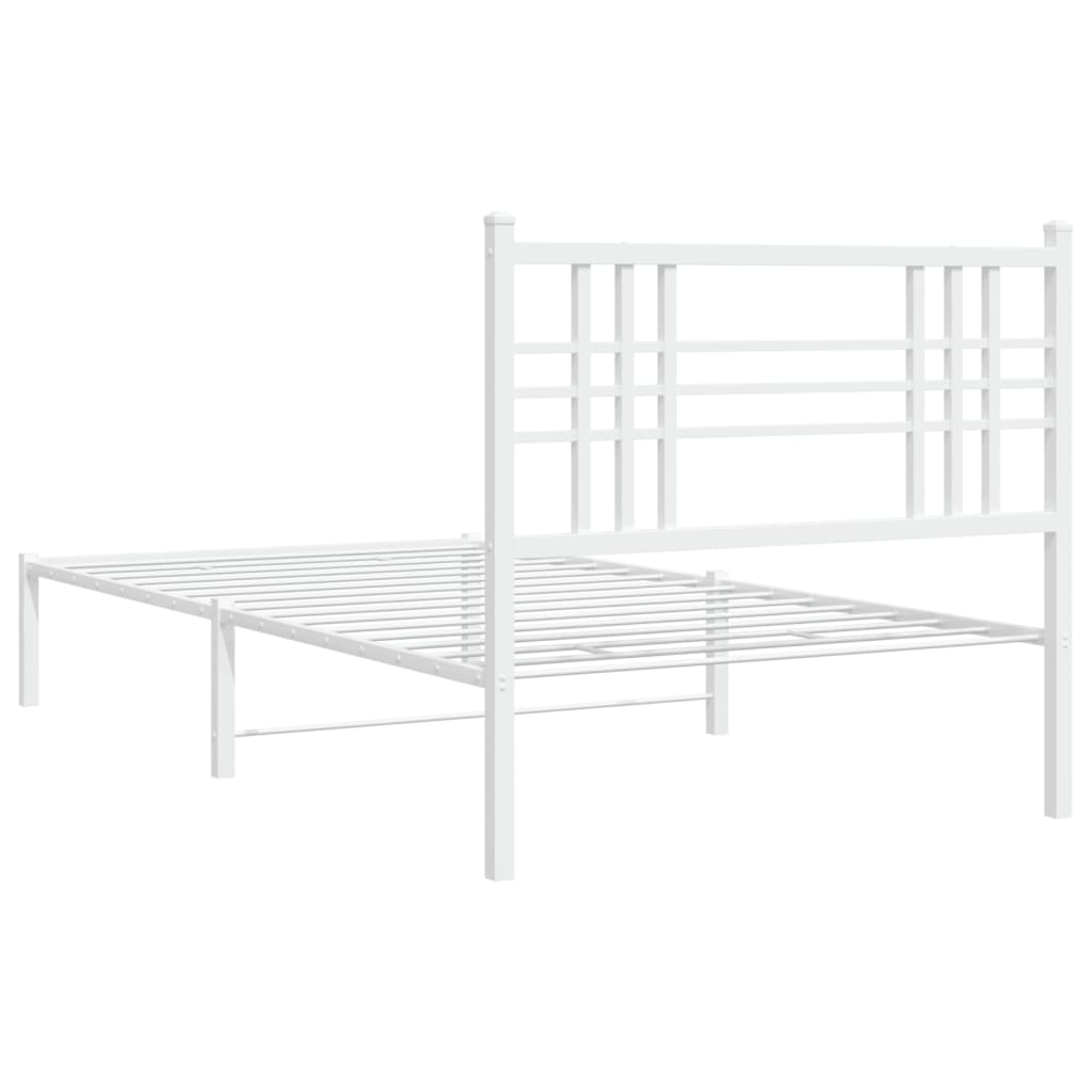 Sengeramme i metall med hodegavl hvit 90x200 cm