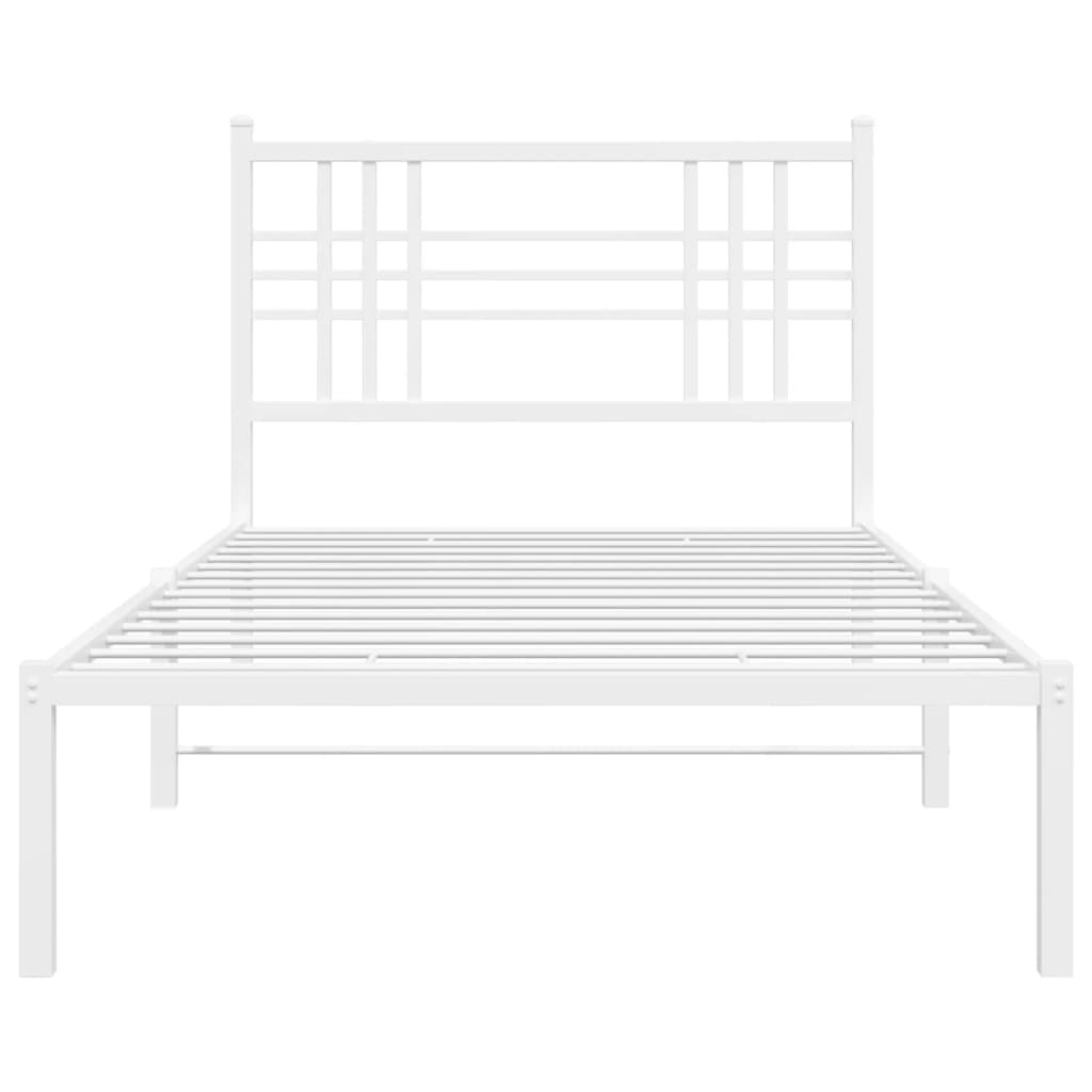 Sengeramme i metall med hodegavl hvit 100x190 cm