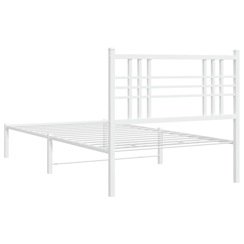 Sengeramme i metall med hodegavl hvit 100x190 cm
